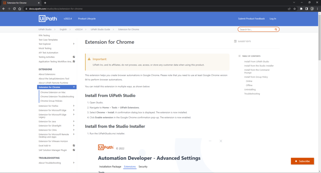 Google Chrome best browser for UiPath.