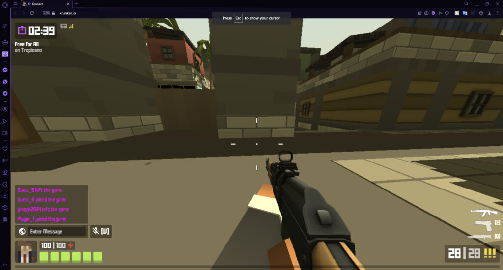 Opera GX best browser to play Krunker.