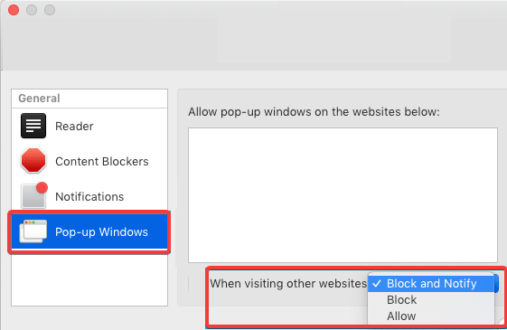 allow-pop-safari browser not allowing redirects