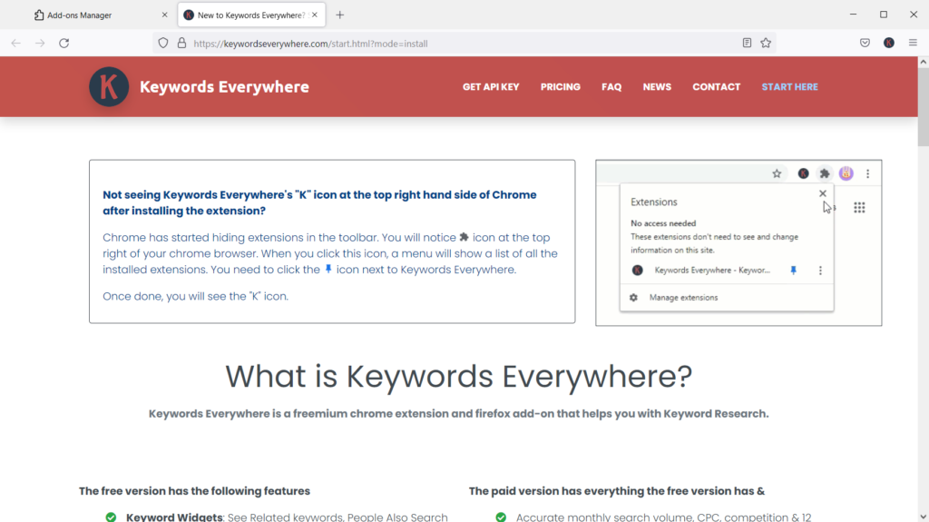 Keywords Everywhere Firefox SEO plugin
