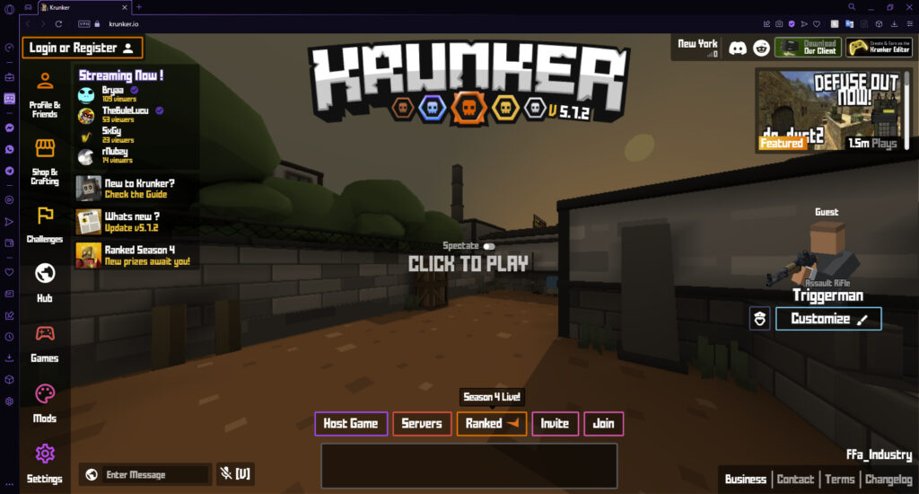 Krunker popular FFS browser game.