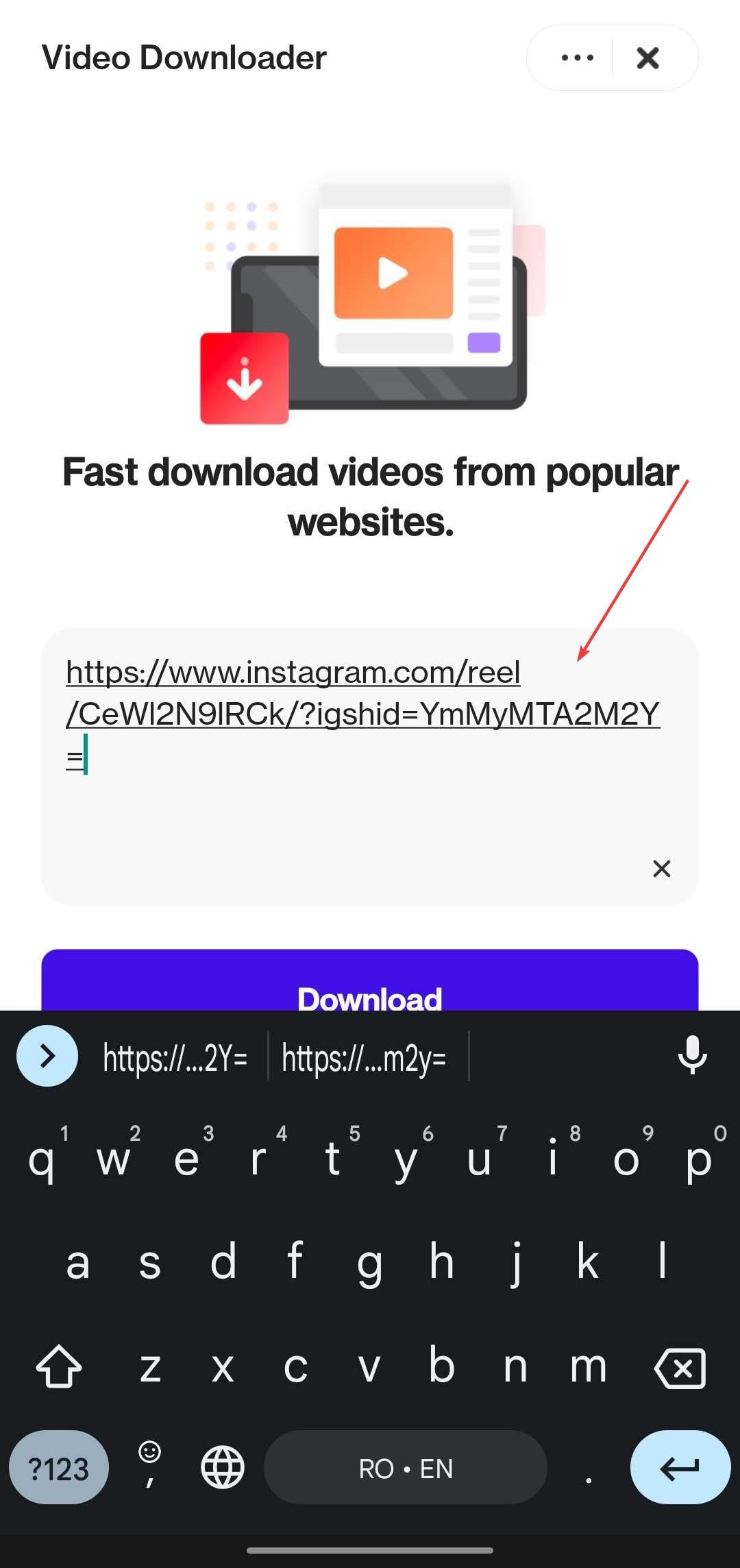 Paste URL and click Download.