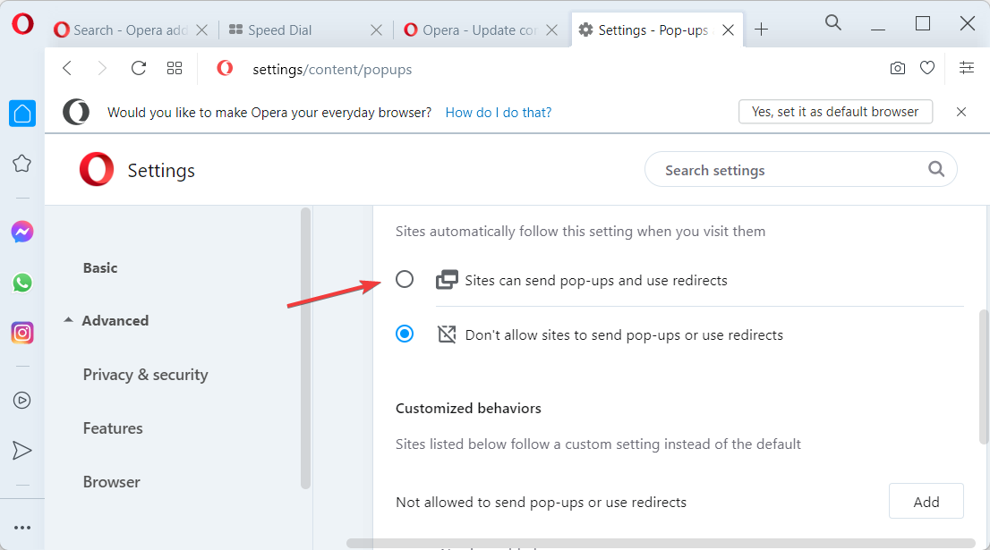 send-popups-opera browser not allowing redirects