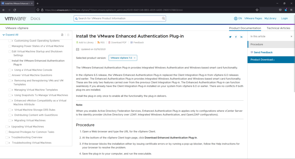 VMware Enhanced Authentication Plug-in.