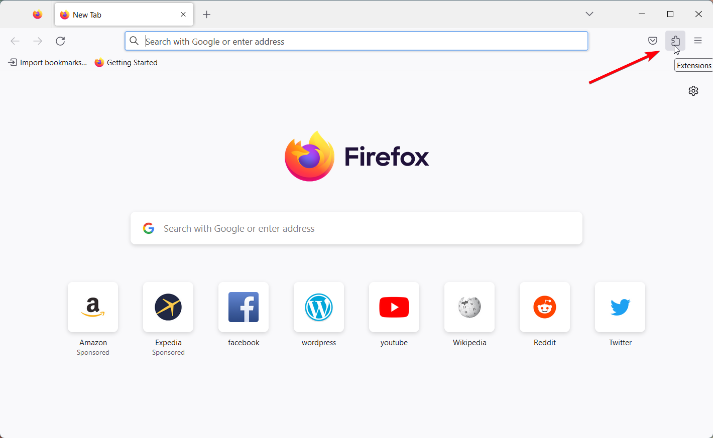 select puzzle icon Firefox