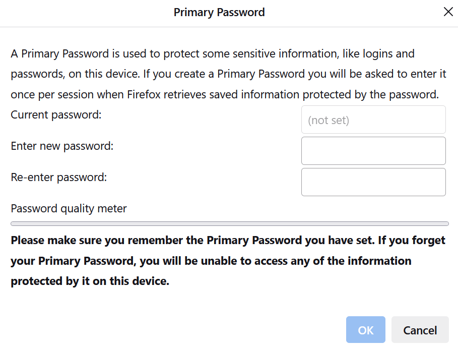 Set primary password to view saved password in Firefox