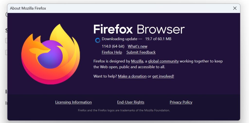 Firefox older version successfully installed